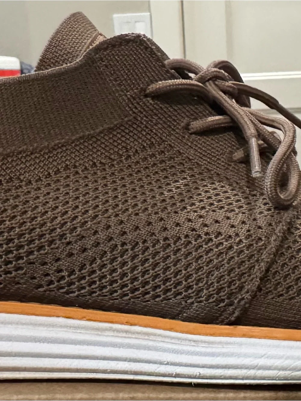 Bruno Marc Men's Knit Lace-Up Casual Shoe in Brown